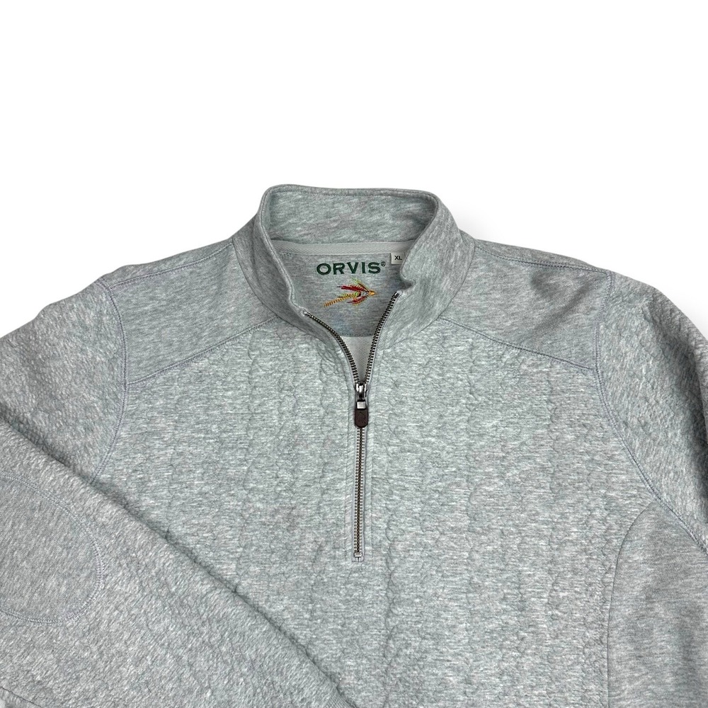 Orvis‎ Gray Jacquard Knit Quarter Zip Long Sleeve Sweatshirt Women's XL Pullover